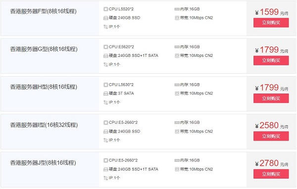 香港服務(wù)器購(gòu)買(mǎi)價(jià)格表 - YINGSOO云主機(jī)